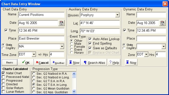 Nova Chartwheels data entry